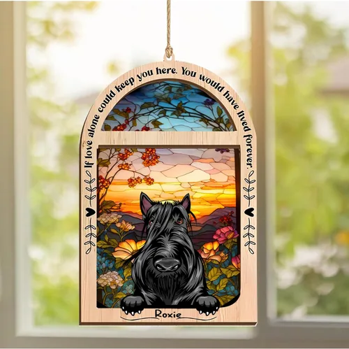 Vista 22 de LOVELYPOD Adorno de Navidad personalizado de sabueso afgano, atrapasoles con nombre, regalos de pérdida de mascotas, regalos para amantes
