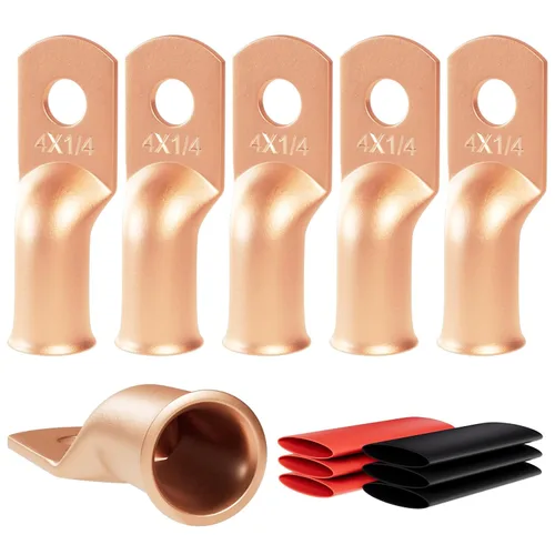 Vista 21 de 6 piezas 1/0 AWG - 1/2" (M12) Sanuke Terminales de anillo para cable de alambre con conectores de extremos resistentes para cable de batería, ojales