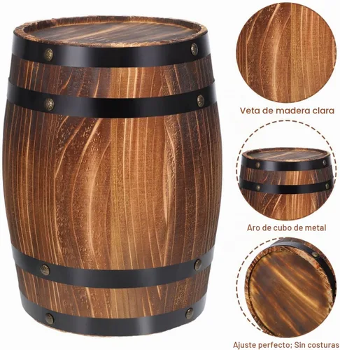 Vista 6 de Maceta de barril de madera de roble para envejecimiento de barril, barril de madera de roble para suculentas, pequeña cubeta de madera, maceta