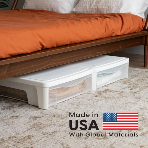 Vista 10 de IRIS USA 22 Qt Almacenamiento bajo la cama, organizador apilable de plástico con cajón deslizante, paquete de 2 unidades, multiusos para ropa