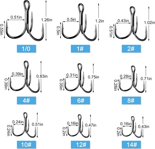 Vista 3 de Fishing Treble Hooks, 110pcs Replacement Triple Hooks for Hard Lure