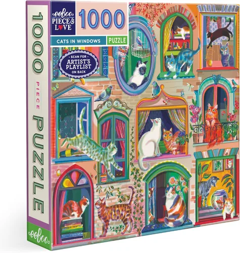 Vista 16 de eeBoo Rompecabezas de 1000 piezas con diseño de gato de naturalista para adultos, cuadrado de 23 x 23 pulgadas, fabricado con tablero reciclado