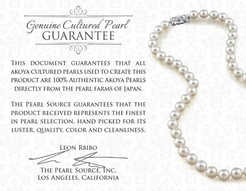Vista 6 de The Pearl Source Juego de collar y aretes redondos de perlas cultivadas Akoya de oro de 14 quilates de 7 a 0.295in de longitud de princesa