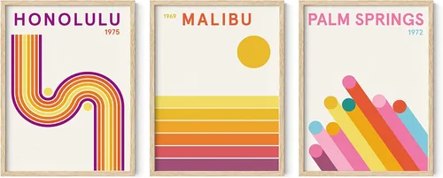 Vista 105 de HAUS AND HUES - Arte de póster Bauhaus - Juego de 3 arte de pared abstracto moderno, pósteres vintage e impresiones, arte de pared azul y amarillo