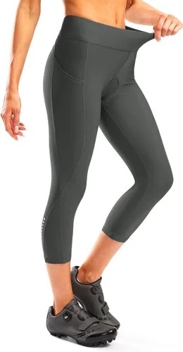 Vista 3 de Pantalones de ciclismo acolchados 4D para mujer, pantalones cortos de ciclismo de cintura alta, capris de bicicleta 34, mallas de ciclismo