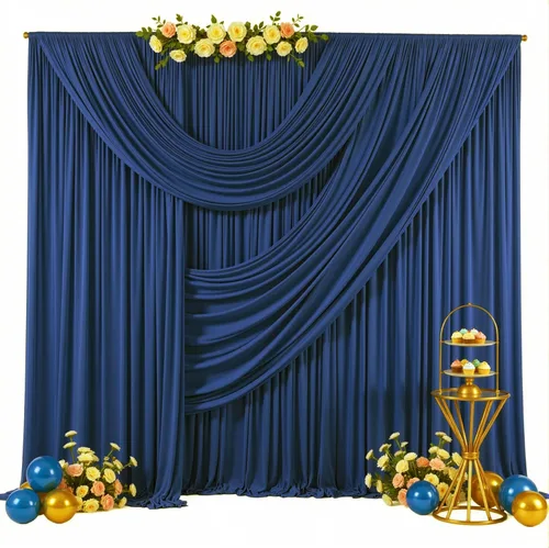 Vista 32 de Paneles de cortinas de fondo negras de 10 pies x 10 pies para fiestas, fiestas de cumpleaños, sin arrugas, cortinas de telón de fondo de tela