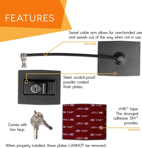 Vista 3 de Paquete de 2 cerraduras para refrigerador Guardianite Premium con cerradura con llave incorporada (paquete de 2, negro)