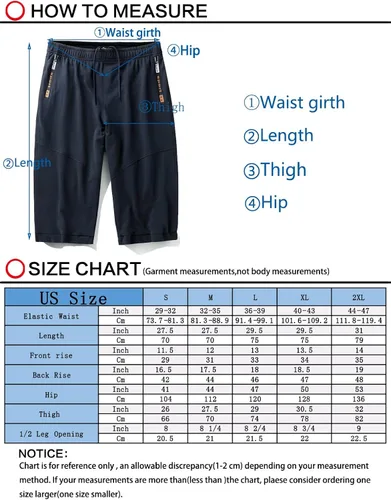 Vista 5 de Mr.Stream Pantalones de entrenamiento 34 para hombre, pantalones casuales para descansar, sudar por debajo de la rodilla, pantalones cortos