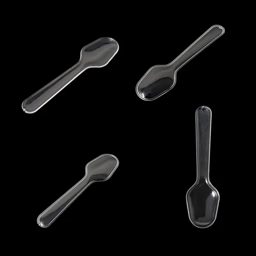 Vista 3 de Honbay 200 cucharas desechables de degustación, pequeñas cucharas de muestreo de plástico, mini cucharas de helado de alimentos transparentes