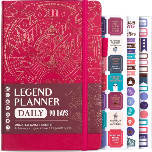 Vista 9 de Legend - Agenda diaria sin fecha, camino de día por hora, A5 de 3 meses Negro