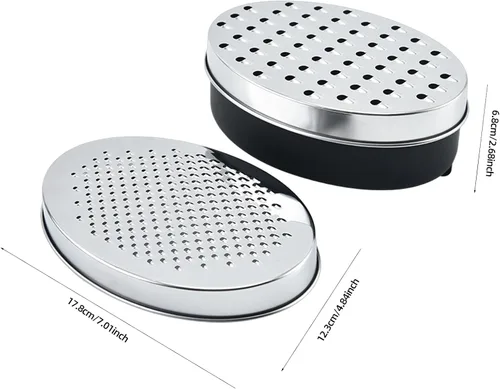 Vista 5 de Rallador de queso de acero inoxidable con recipiente de almacenamiento hermético, rallador de caja para cocina, triturador para parmesano, queso