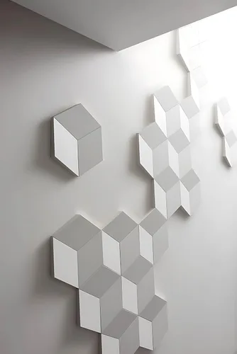 Vista 4 de Orac Decor Poliuretano de alta densidad Purotouch Revestimiento de pared 3D Elemento de pared Rombus Blanco imprimado 10-1/8 pulgadas