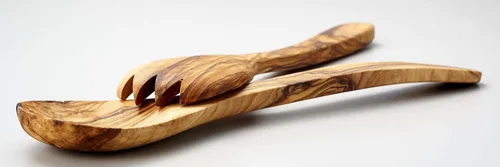 Vista 3 de Naturally Med Servidores de ensalada de madera de oliv