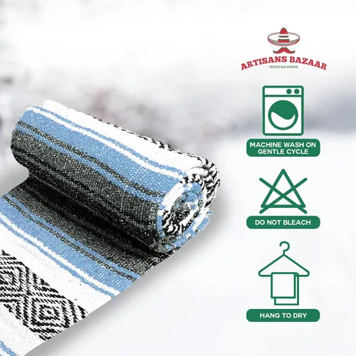 Vista 8 de Poncho mexicano Baja 100% cálido y cómodo abrigo de invierno Sarapes Mexicanos