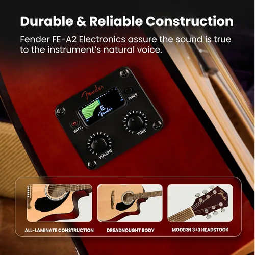 Vista 3 de Fender FA-125CE - Conjunto de guitarra electroacústica