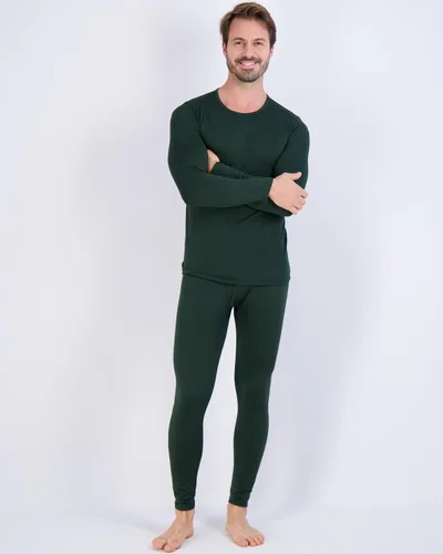 Vista 2 de 2 conjuntos térmicos para hombre, ropa interior térmica para hombre, manga larga con forro polar para hombre
