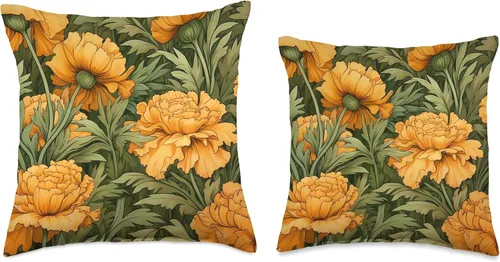 Vista 3 de Marigold Flower Cojín floral encantador, 16 x 16, multicolor