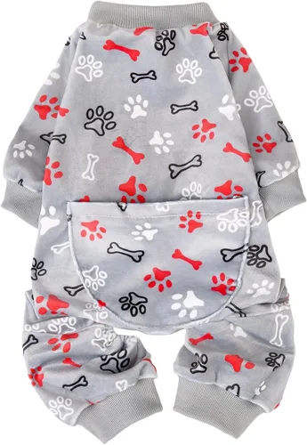 Vista 10 de PUPTECK - Pijamas de forro polar suave para perros pequeños y medianos, mono para perros, suéteres para cachorros, ropa de mascotas, mono de Negro