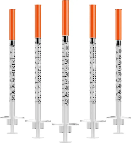 Vista 13 de U-100 - Jeringa de 0.5cc 1.06 oz 5/16" (8mm) con aguja, envuelta individualmente, paquete de 20