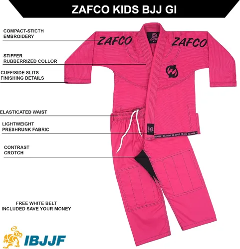 Vista 2 de Jiu Jitsu brasileño, para niños, Jiu Jitsu Gi BJJ Gi Grappling Kimonos Ligeros Cinturón Blanco