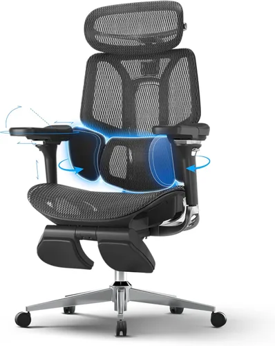 Vista 11 de Hbada X7 Silla ergonómica inteligente, silla de oficina ergonómica, seguimiento lumbar totalmente automatizado, reposacabezas ajustable 4D Negro