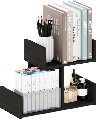 Vista 23 de Furinno Organizadores y accesorios de escritorio clásicos, elevador de monitor de 2 niveles, organización de oficina, estante superior