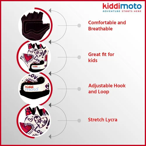 Vista 2 de Kiddimoto Kids Cycling Gloves Anti-Slip Kids Bike Gloves for Boys and Girls Fingerless Kids Mountain Bike Gloves for BMX, MTB Riding, Gymnastics