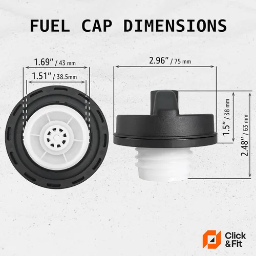 Vista 2 de Click&Fit Tapa del tanque de gas con bloqueo de 1-11/16 pulgadas de diámetro de repuesto para Toyota Honda, Nissan, Chevy, Buick, Cadillac, GMC