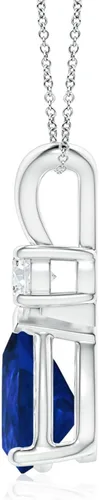 Vista 160 de Angara Colgante de lágrima de zafiro azul natural con diamante en plata/oro macizo de 14 quilates/platino Cumpleaños, compromiso, aniversario