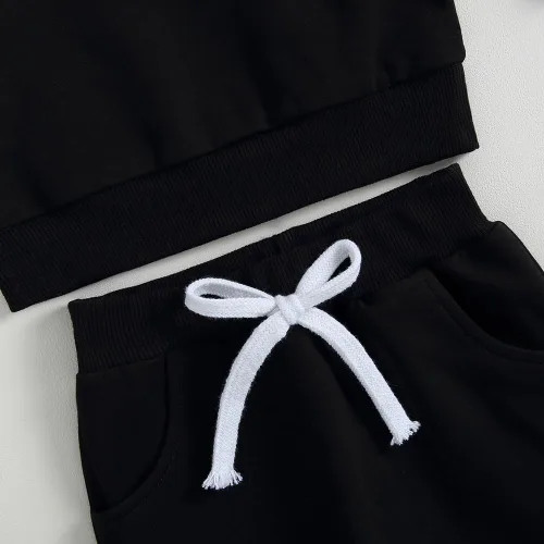 Vista 6 de kacubwyy Conjunto de ropa de manga larga con bolsillo y pantalones lisos, para otoño e invierno