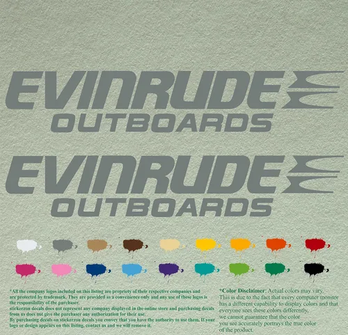 Vista 3 de Evinrude - Juego de 2 calcomanías de vinilo de repuesto compatibles con motor fuera de borda (12 pulgadas, negro 070)