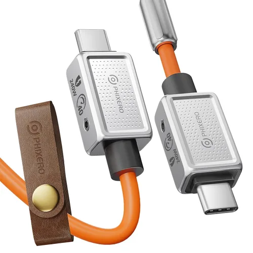 Vista 16 de PHIXERO Cable USB C a USB C de 240 W, aleación de zinc, 20 Gbps, 1.6 pies, negro