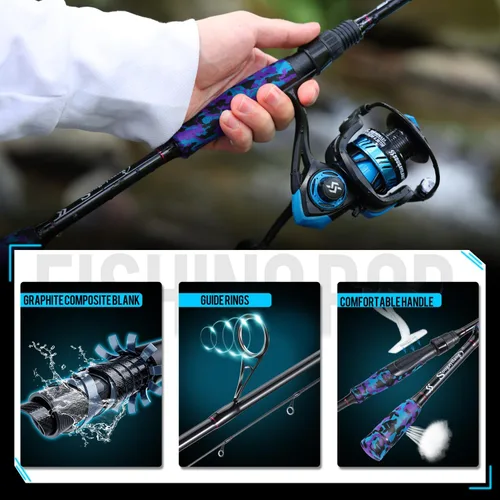 Vista 3 de Sougayilang Fishing Rod and Reel Combo, Stainless Steel Guides Fishing Pole with Spinning Reel Combo for Bass Fishing