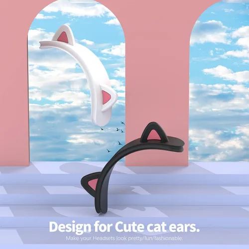 Vista 8 de WQNIDE - Funda para la diadema para AirPods Max, bonito diseño de orejas de gato, protector de diadema de silicona suave, cojín cómodo, protección
