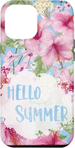 Vista 6 de Funda para iPhone 15 Hello Summer Sign Decor Summer Tropical Hibiscus Flowers Case