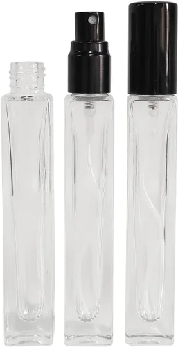 Vista 4 de 8 botellas de perfume de 0.3 fl oz, botellas de spray de vidrio rellenables, mini botella de vidrio cuadrada portátil de viaje, pequeña botella