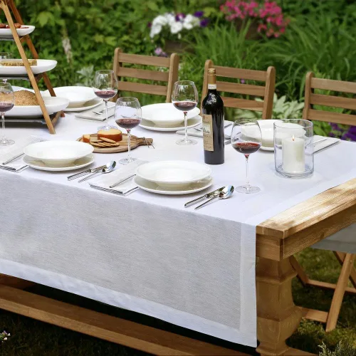Vista 13 de Elrene Home Fashions Villeroy & Boch La Classica - Mantel de lino, ideal para comidas formales o uso diario, 70 x 96 pulgadas, color marfil