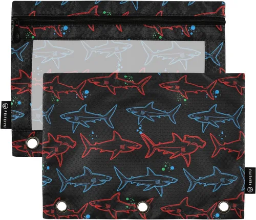 Vista 12 de Estuche de béisbol blanco para lápices de 3 anillas, paquete de 2 carpetas para lápices, estuche transparente con cremallera, bolsa de cosméticos