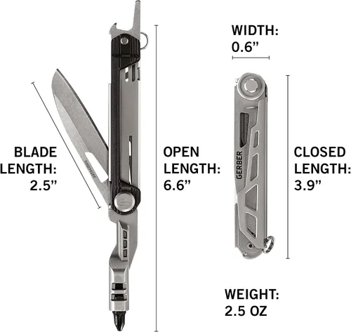 Vista 7 de Gerber Gear Armbar Slim Drive Cuchillo de bolsillo EDC multiherramienta con destornillador, abrebotellas, ónix