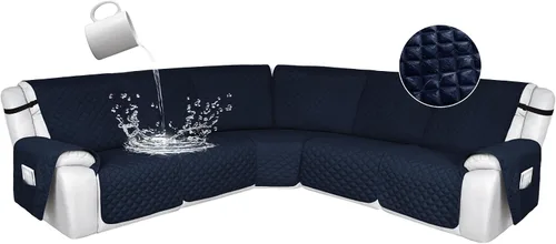 Vista 102 de HDCAXKJ Fundas de sofá seccional reclinable 100% impermeable, forma de L, funda de sofá reclinable lavable acolchada suave para mascotas, perro