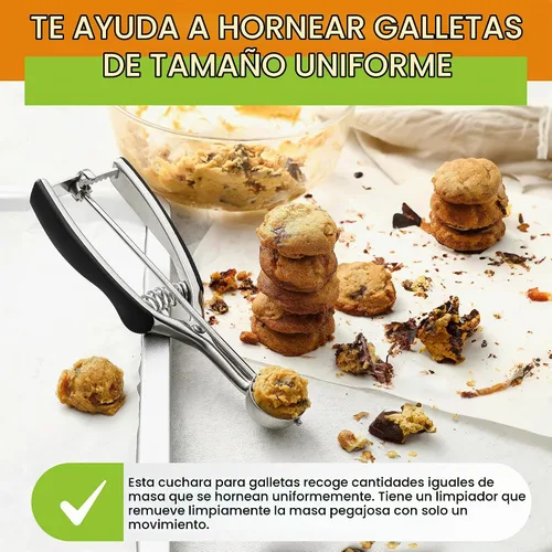 Vista 3 de Spring Chef - Cuchara de melón de acero inoxidable extra pequeña, #100, color negro Mini Cookie Scoop for Baking with Trigger Release, Watermelon