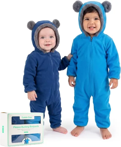 Vista 34 de Cuddle Club - Body de forro polar para bebé recién nacido hasta 5T – Pijamas de invierno chaqueta de abrigo abrigo para bebé Alien