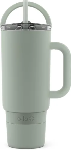 Vista 19 de Ello Port Taza de 30 oz con asa de transporte y mango integrado Botella de agua reutilizable de acero inoxidable con aislamiento al vacío