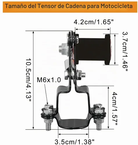 Vista 3 de Tensor de Cadena Universal para Bicicleta Motorizada Tensor de Cadena Pesada Ajustador Tensor de Cadena de Piñón de Resorte para Bicicleta
