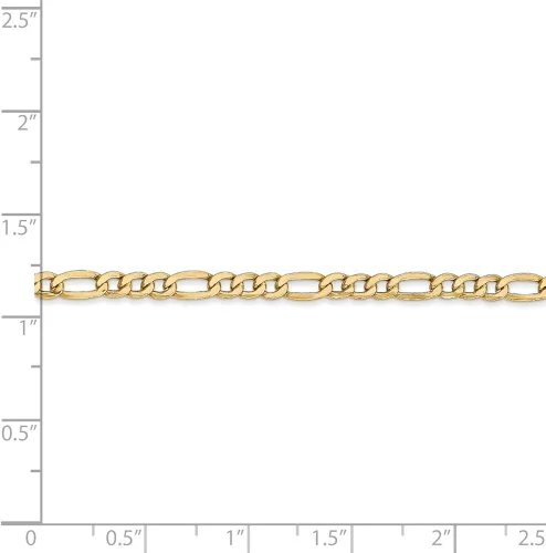 Vista 5 de Sonia Jewels Collar de cadena Figaro de oro amarillo de 14 quilates de 0.138 in, con cierre seguro de langosta, Metal