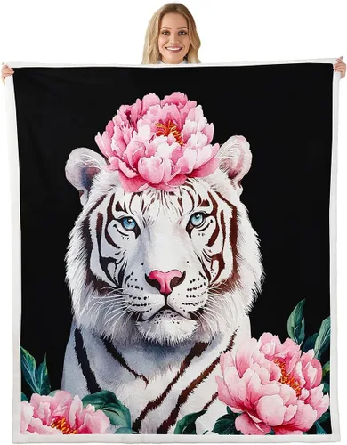 Vista 9 de Erosebridal Manta de vellón con diseño de caballo para niñas, niños y parejas, 40 x 50 pulgadas, diseño de animales salvajes, acuarela, 3D