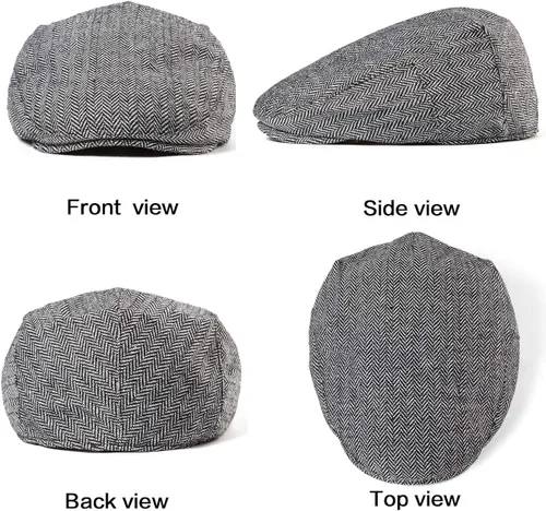 Vista 5 de Hombres Ivy Gatsby Newsboy Cap - Classic Wool Blend Tweed Flat Cap Cabbie Hat Hombres