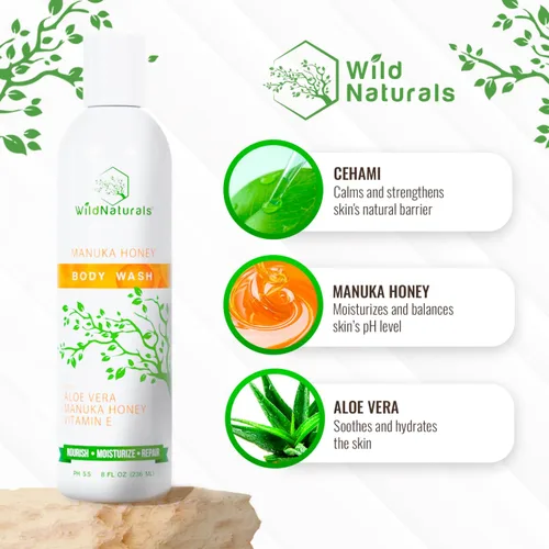 Vista 3 de Jabón corporal exfoliante natural para mujeres, gel de baño orgánico sin sulfato, jabón corporal limpio y vegano para pieles sensibles con aloe