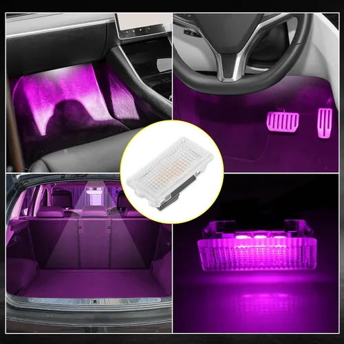 Vista 5 de X AUTOHAUX 2 luces LED para Tesla modelo 3/Y/S/X luces moradas para interior del coche, luces LED rosas y moradas para el espacio de los pies