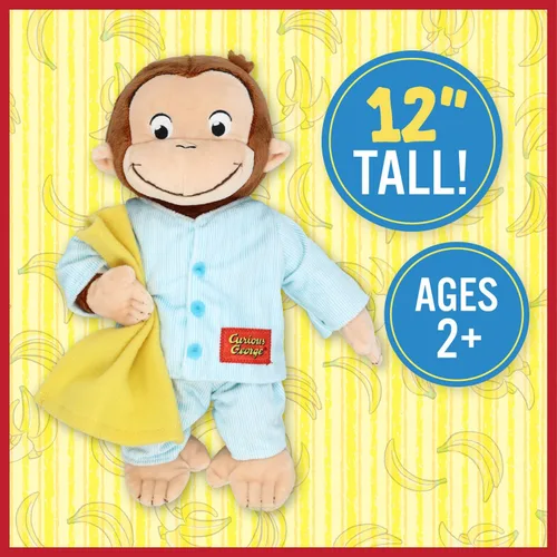 Vista 5 de Kids Preferred Curious George in Pajamas - Juguetes de peluche de mono suave y lindo, regalo para bebés y niños pequeños y niñas, animal de peluche